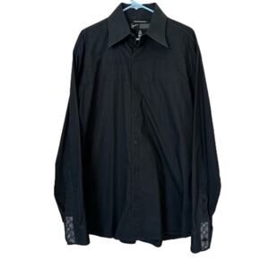 From the Hause of Howe Long Sleeve Button Up Pleated Detail Shirt Black Size XXL